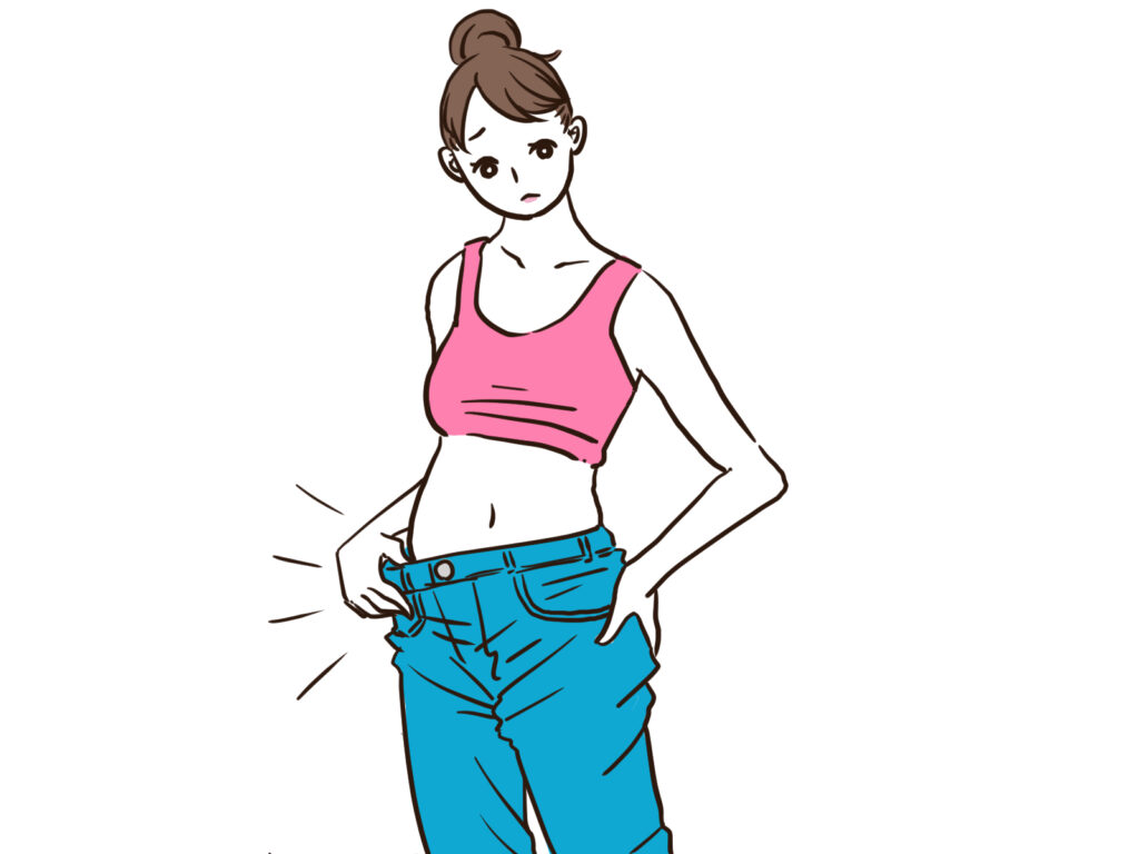 頑張っているのに痩せないと悩む女性のイラスト